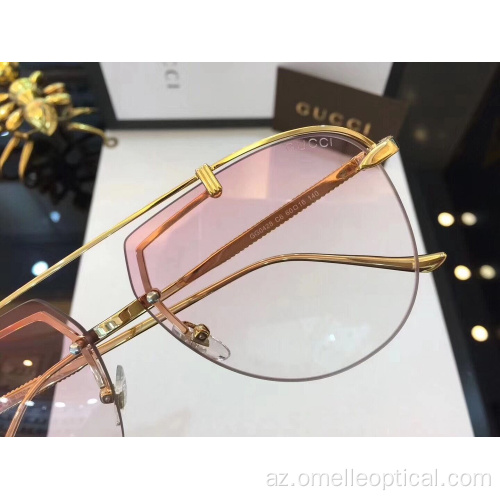 Moda dizaynı Oval Semi-Rimless Günəş Gözlükləri Qadınlar üçün